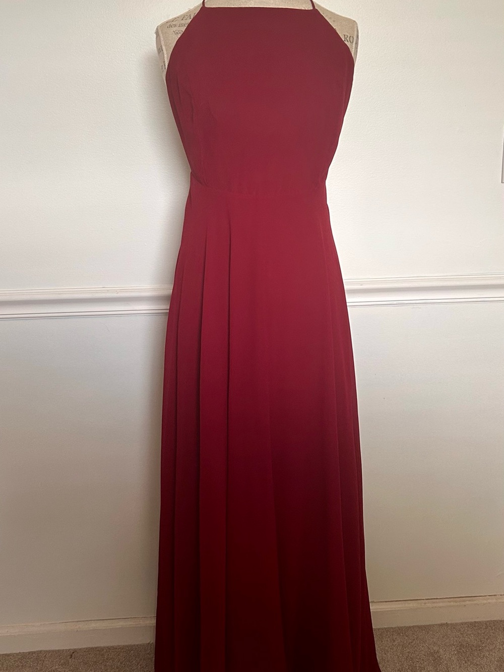 Lulu's Burgundy Halter Maxi Dress